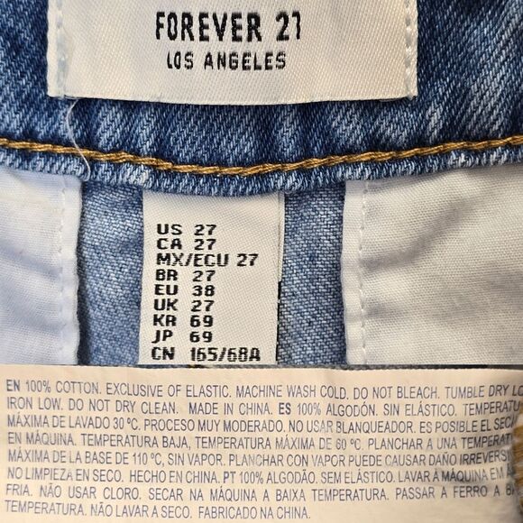 Forever 21 Distressed Cargo Jeans Women’s 27 Medium Wash High Rise Jogger Pants - Picture 15 of 16